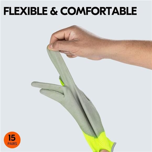 Vgo... 15-Pairs Safety Work Gloves, Gardening Gloves, Polyurethane Coated - Picture 5 of 6